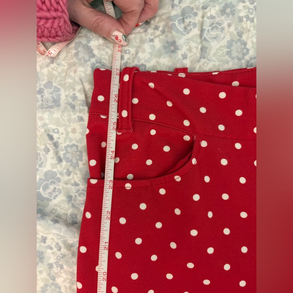 Free People Red and White Polka Dot Capris - Picture 3 of 8